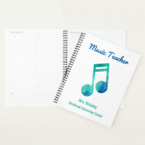 Personalized Music Teacher Watercolor Musical Note Planner