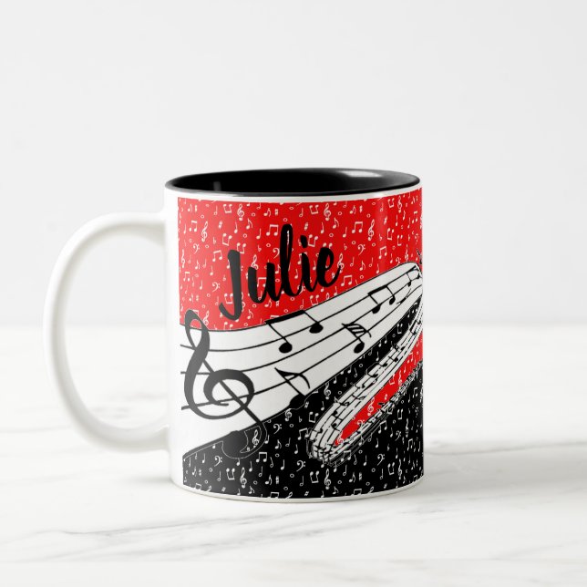Personalized music theme Two-Tone coffee mug (Left)
