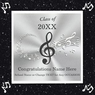 Personalized Music Themed Graduation Party Napkins
