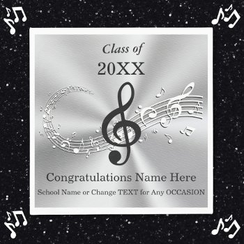 Personalized Music Themed Graduation Party Napkins by LittleLindaPinda at Zazzle