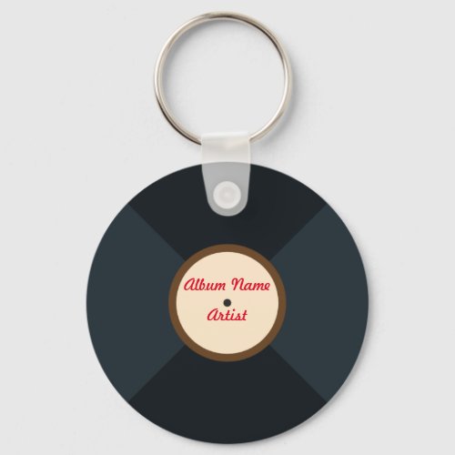 Personalized music vinyl record keychain