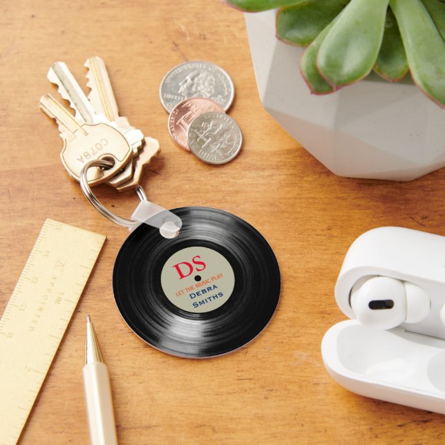 Personalized music vinyl record keychain (Desk)