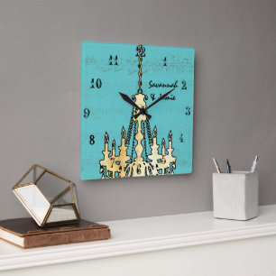 Personalized Musical Note Chandelier Any Color Square Wall Clock