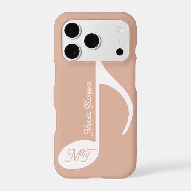 Personalized Musical Note Dusty Rose Iphone Case (Back)