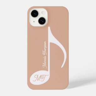 Personalized Musical Note Dusty Rose iPhone 14 Case
