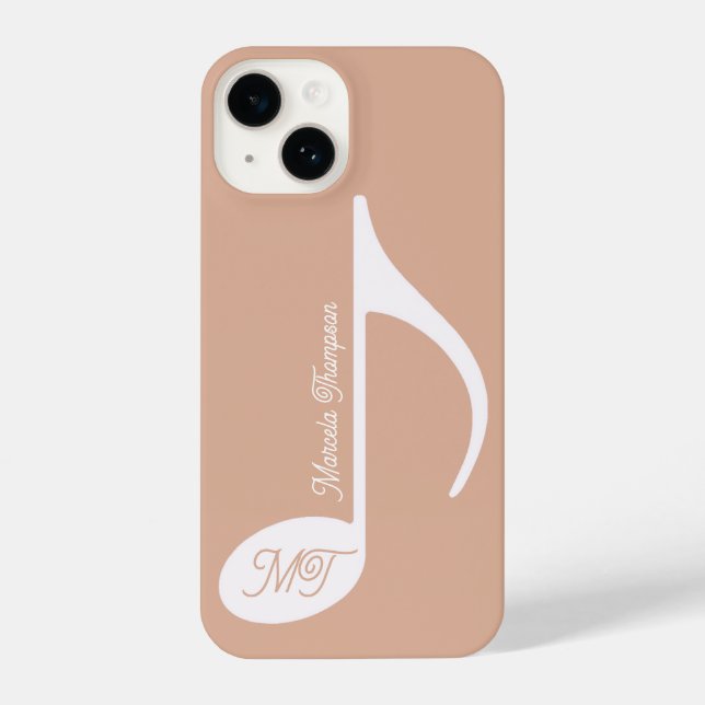 Personalized Musical Note Dusty Rose iPhone Case (Back)