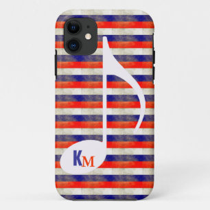 personalized musical note stripes iPhone 11 case