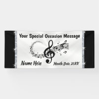 Personalized Musical Notes Banner, Black and White