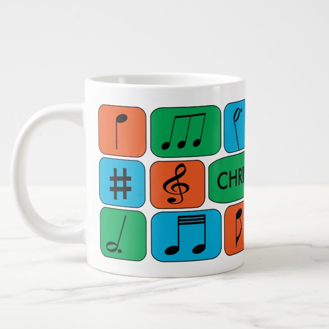 Personalized Musical Notes Giant Coffee Mug (Left)