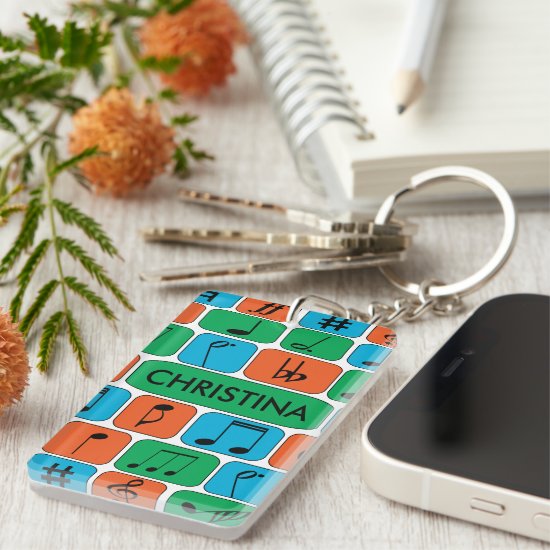 Personalized Musical Notes Keychain