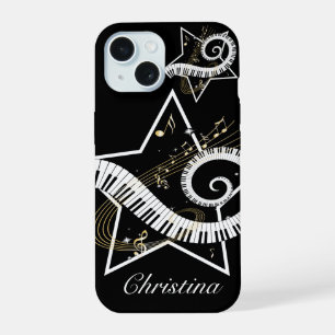 Personalized Musical Star golden notes iPhone 15 Case