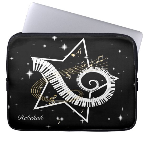 Personalized Musical Star golden notes Laptop Sleeve