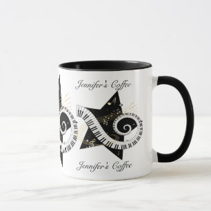 Personalized Musical Star golden notes Mug