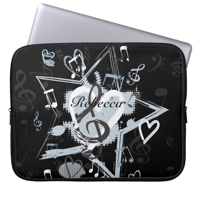 Personalized Musical Star notes designer pattern Laptop Sleeve (Front)