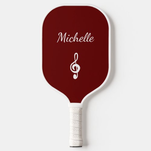 Personalized Musical Treble Clef Red Pickleball Paddle
