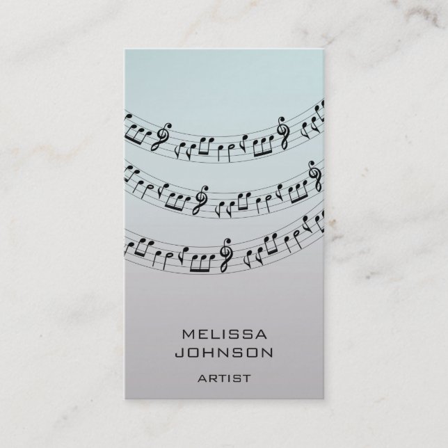 Personalized Musician Compositor Vocalist Ombre Business Card (Front)
