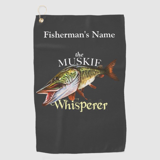 Personalized Muskie Whisperer Dark Fishing Towel (Front)