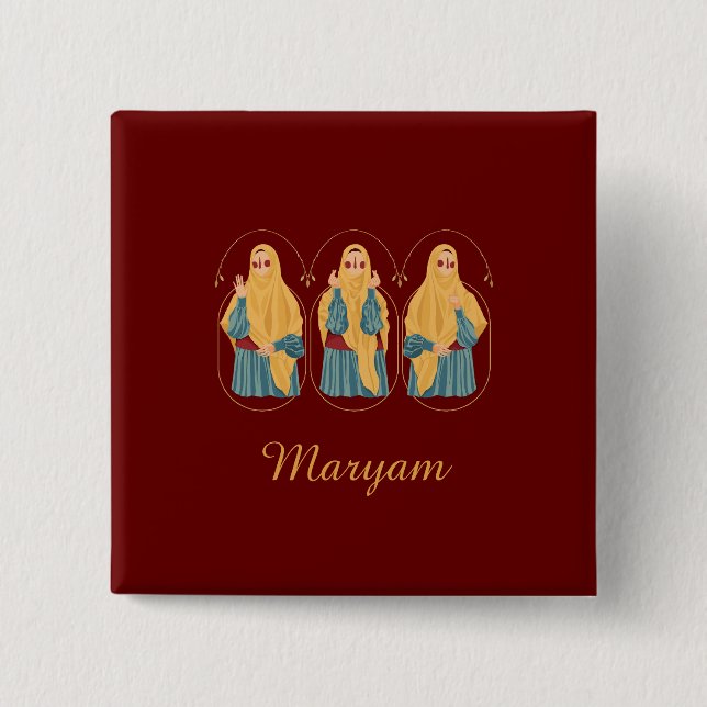 Personalized Muslimah Illustration Button (Front)