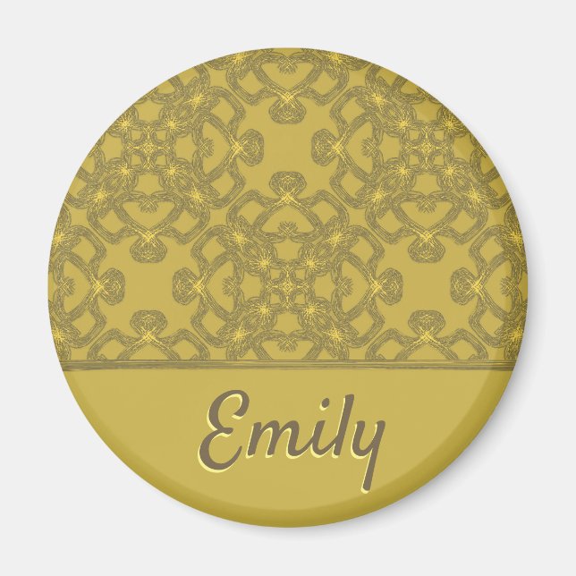 Personalized Mustard Yellow Pattern Magnet (Front)