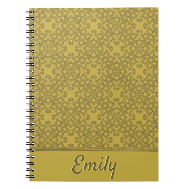 Personalized Mustard Yellow Pattern Notebook (Front)
