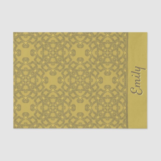 Personalized Mustard Yellow Pattern Tissue Paper (Front)