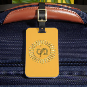 Personalized Mustard Yellow with Gold Frame Luggage Tag