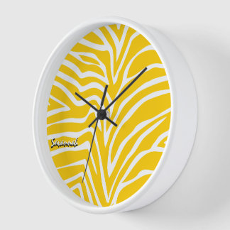 Personalized Mustard Yellow Zebra Any Color Clock