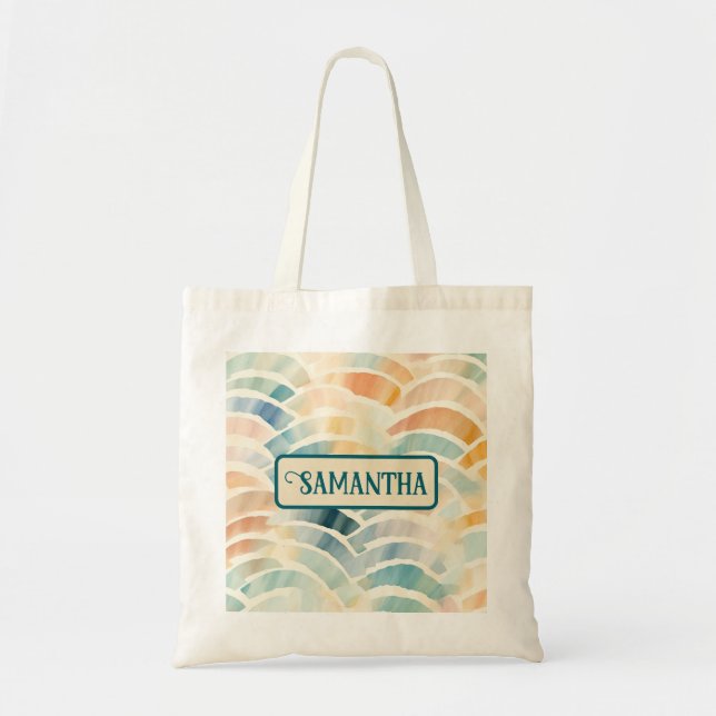 Personalized Muted Pastel Abstract Arch Tote Bag (Front)