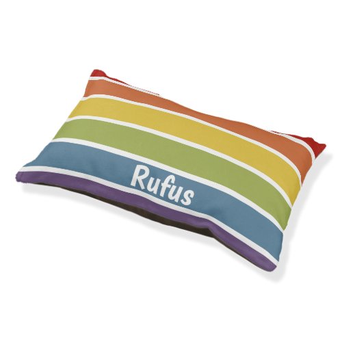 Personalized Muted Retro Color Rainbow Pet Bed