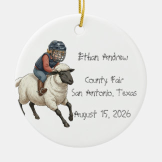Personalized Mutton Bustin Boy Ceramic Ornament