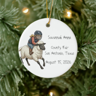 Personalized Mutton Bustin Rodeo Girls Ceramic Ornament