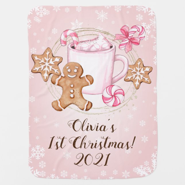 Personalized My 1st Christmas Baby Blanket (Front)