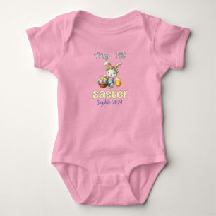 Personalized My 1st Easter Chick Bunny Basket Eggs Baby Bodysuit