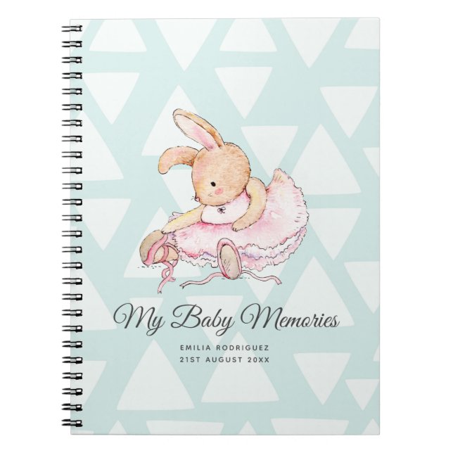 Personalized MY BABY MEMORIES - Rabbit Ballerina Notebook (Front)