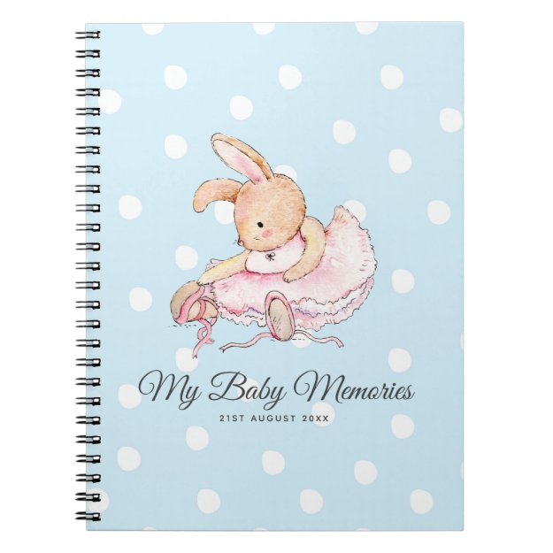 Personalized MY BABY MEMORIES - Rabbit Ballerina Notebook