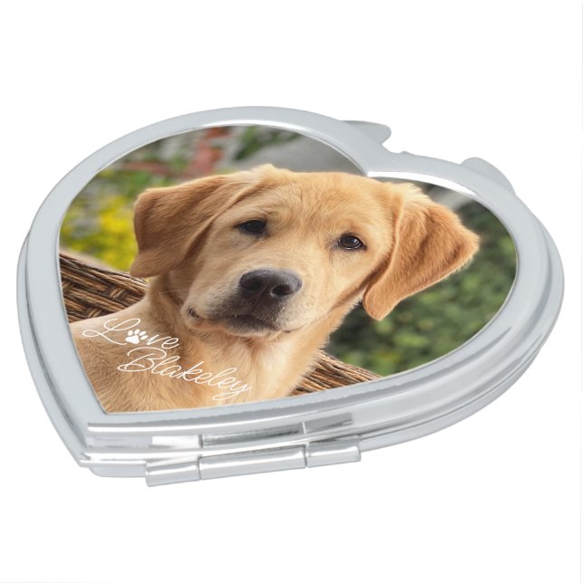 Personalized My Best Friend Photo Love Paw Compact Mirror (Turned)