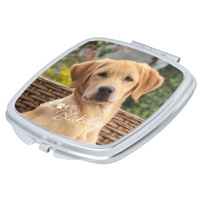 Personalized My Best Friend Photo Love Paw Compact Mirror (Turned)