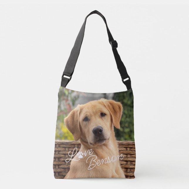 Personalized My Best Friend Photo Love Paw Crossbody Bag (Front)