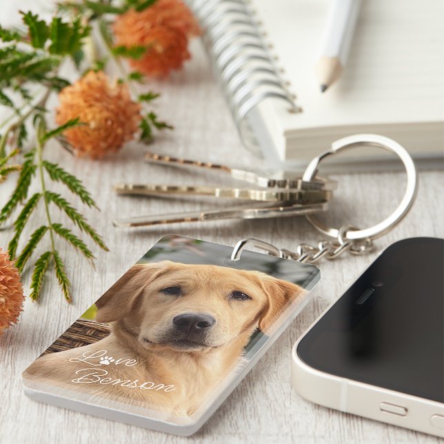 Personalized My Best Friend Photo Love Paw Keychain (Front Right)