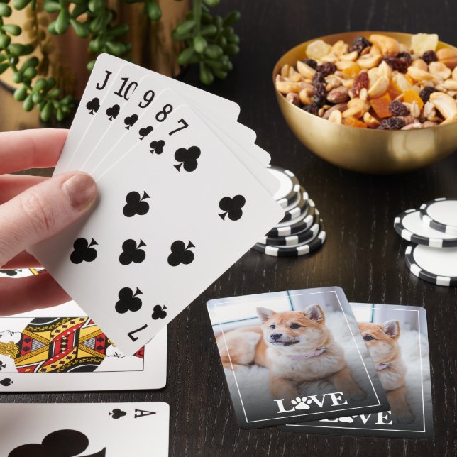 Personalized My Best Friend Photo Love Paw Poker Cards (In Situ)