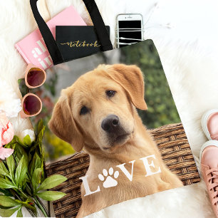 Personalized My Best Friend Photo Love Paw Tote Bag