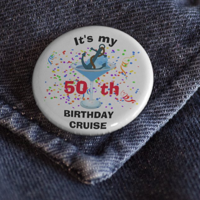 Personalized My Birthday Cruise Cocktail Anchor  Button (Creator Uploaded)