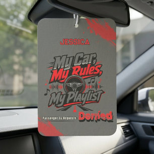 Personalized My Car My Rules Playlist Red Black Air Freshener
