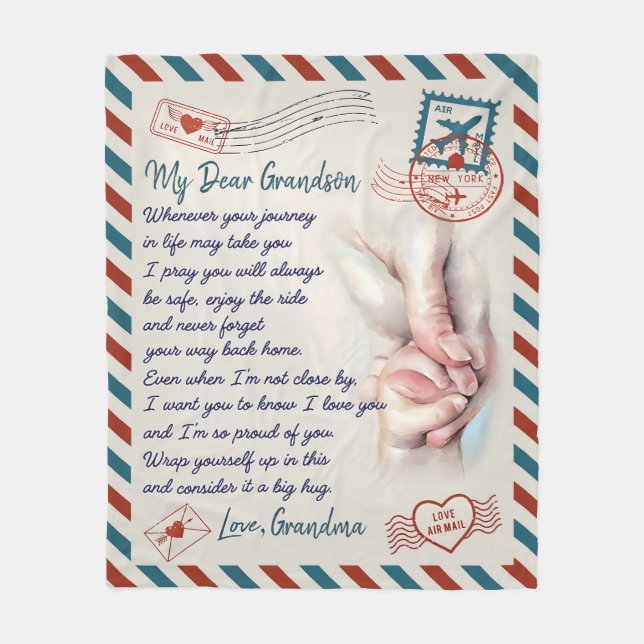 Personalized My Dear Grandson Blanket Pray You'll  (Front)