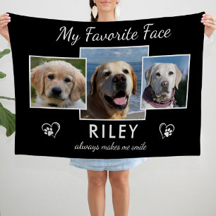 Personalized My Favorite Face Pet Photo Collage Fleece Blanket