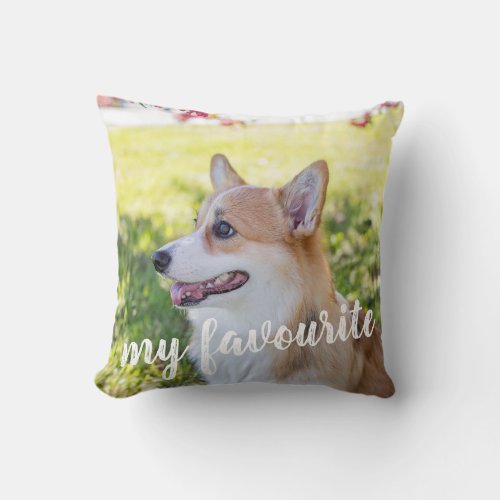 Personalized My Favourite Pet Dog Photo and Text Throw Pillow