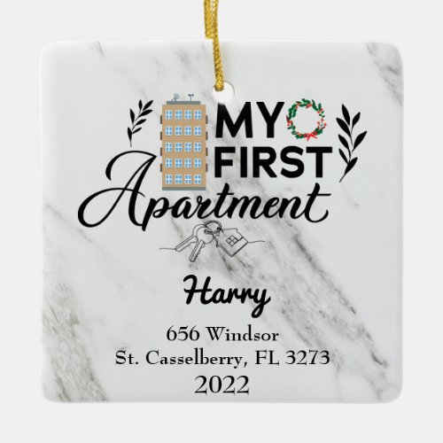 Personalized My First Apartment 2023 Ceramic Ornament