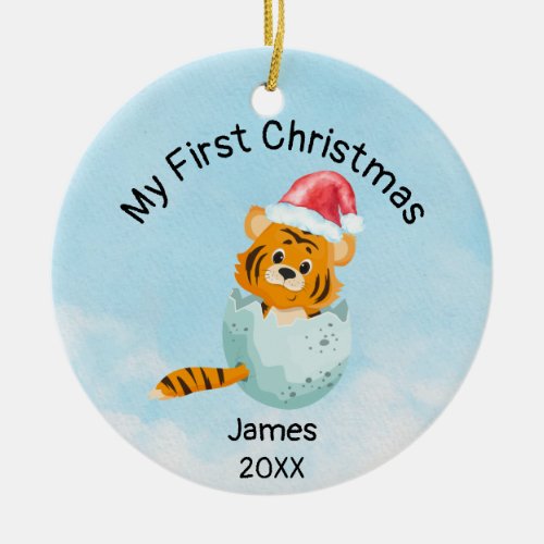 Personalized My First Christmas 2023 Baby Boy Ceramic Ornament