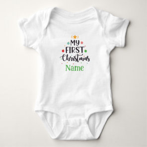 Personalized My First Christmas Cute Baby Bodysuit