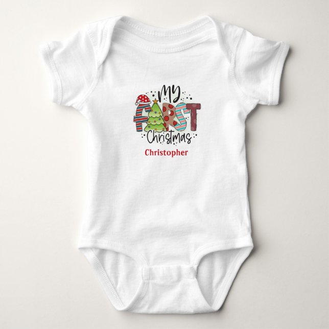 Personalized My First Christmas Gift Baby Bodysuit (Front)